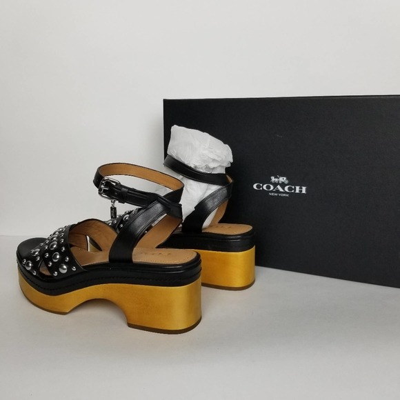 Coach Astor studded black sandal clogs - Picture 6 of 9